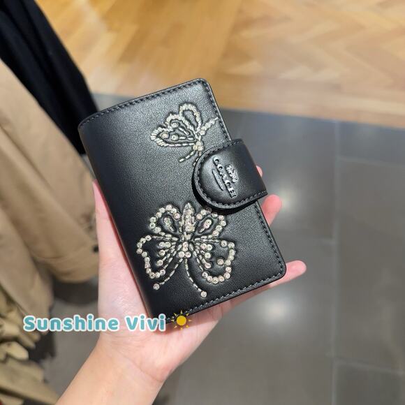 Coach Handbags - NWT Coach Medium Corner Zip Wallet Butterfly Print CCL65 Silver/Black